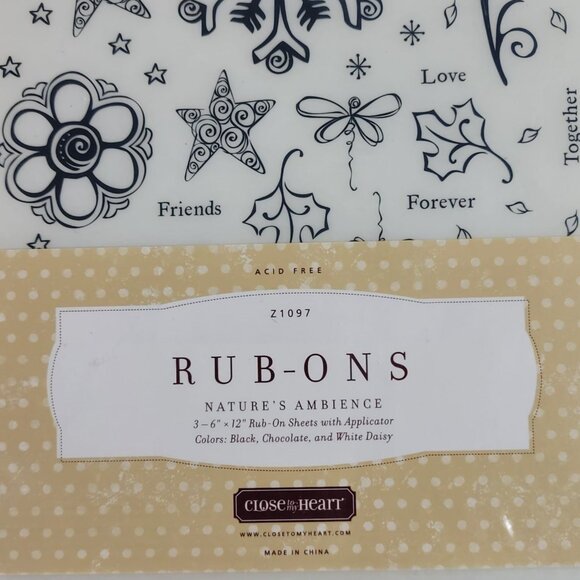 Close to My Heart Rub Ons Z1097 Nature's Ambience 3 Sheets with Applicator NEW - Picture 2 of 5